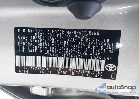 2023 Toyota Corolla Se z USA, uszkodzony, nr VIN 5YFS4MCE7PP164986